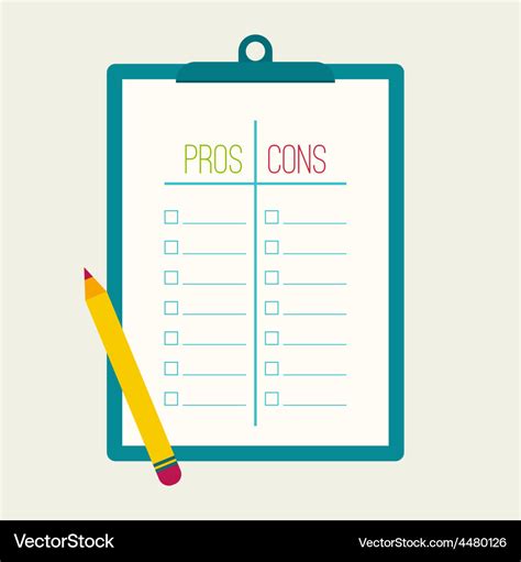 Pros and cons list Royalty Free Vector Image - VectorStock