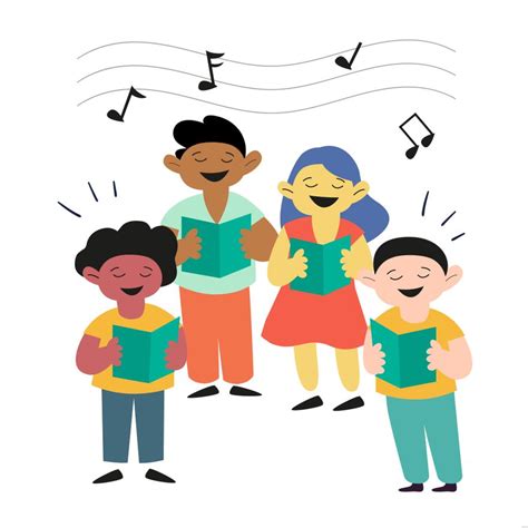 Children Singing Illustration in SVG, Illustrator, EPS, JPG, PNG ...