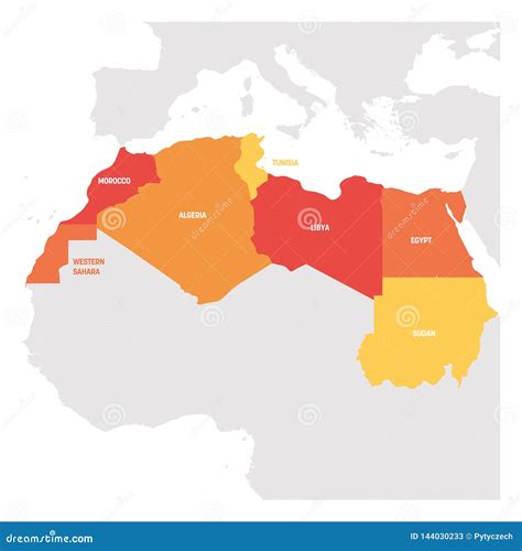 North Africa Region. Map of Countries in Northern Africa Stock Vector ...