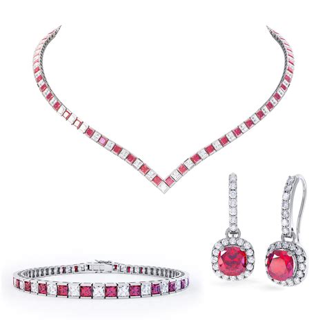 Princess Ruby Platinum plated Silver Jewelry Set:Jian London:Jewelry Sets