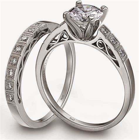 Platinum Diamond Wedding Ring Sets for Him and Her Model