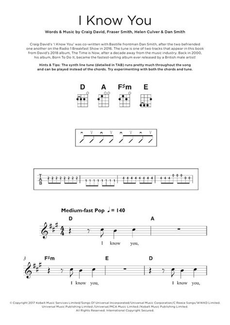 Craig David I Know You (feat. Bastille) Sheet Music Notes, Chords ...