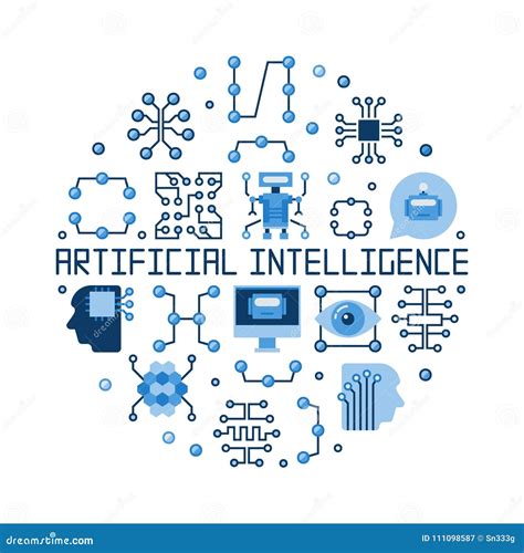 Artificial Intelligence Flat Round Vector Illustration Stock Vector ...