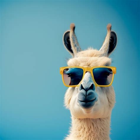 Premium Photo | Funny Lama portrait with sunglasses