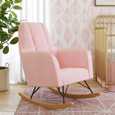 Little Seeds Raven Upholstered Rocking Chair, Pink - Walmart.com ...