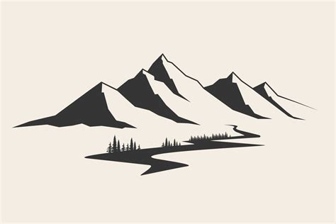 Mountains vector.Mountain range silhouette isolated vector illustration ...