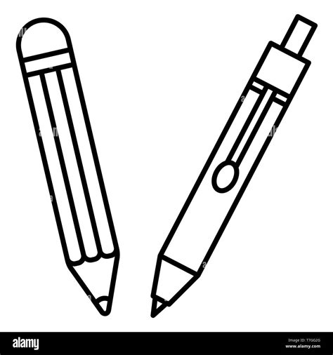 Pencil and Pen Icon, Vector Illustration, Education Outline Stock Photo ...