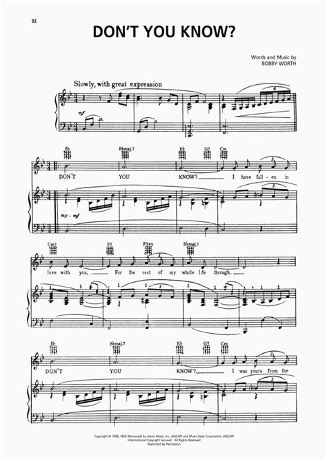 Don't You Know? Piano Sheet Music | OnlinePianist