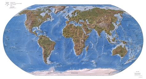 Large detailed political map of the World with relief and capitals ...