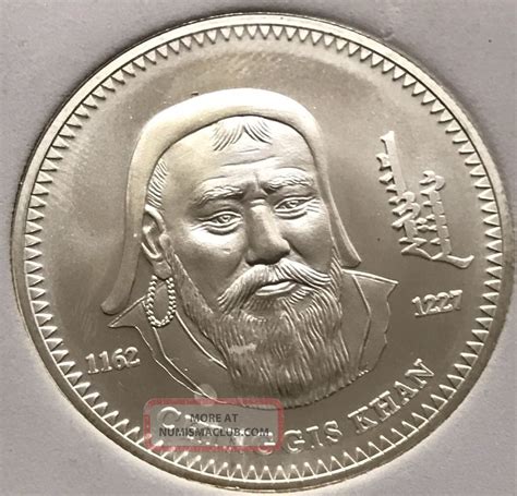 2002 Mongolia Genghis Khan 1000 Togrog Chinggis Khan 1 Oz. 925 Silver Coin