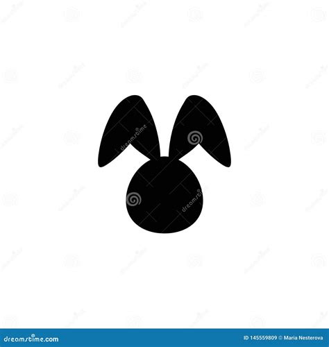 Vector Icon with Cartoon Bunny Head. Black Rabbit Isolated on White ...