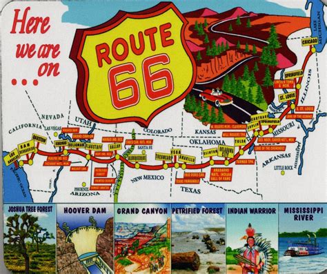 Vintage Route 66 Map Mousepad - Route 66 Gift Shop