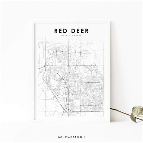 Red Deer Alberta Map Print AB Canada Map Art Poster Edmonton | Etsy