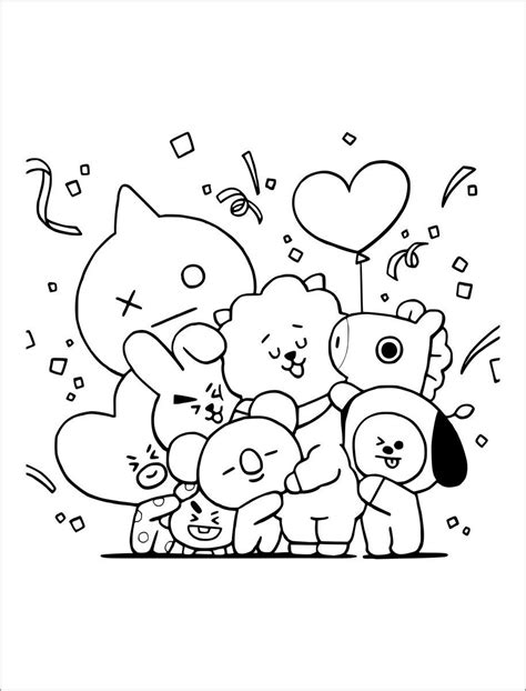 BT21 Coloring Pages | ぬり絵, 塗り絵 無料, 塗り絵