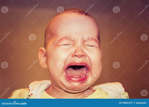 Portrait of a Crying Baby. Tears on the Face Stock Image - Image of ...