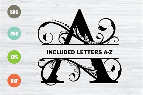 Split Monogram SVG Split Monogram Frame Alphabet Letter Svg Split ...