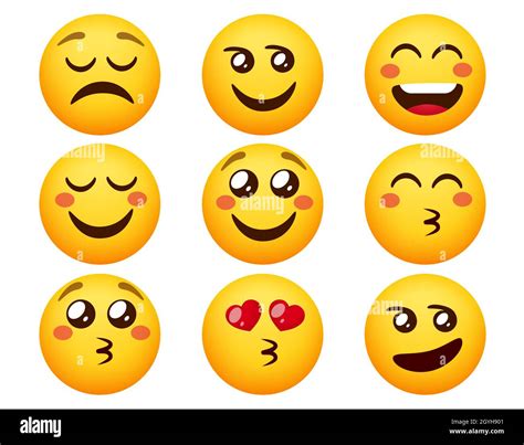 Emoji in love smileys vector set. Emoticons smiley characters in ...