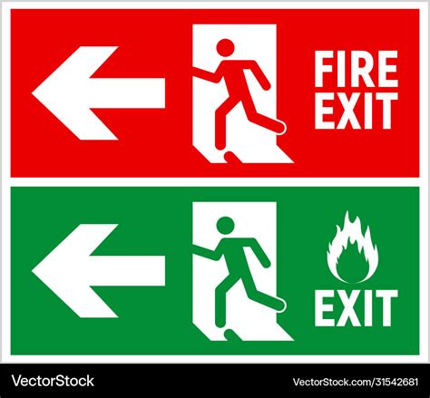 Emergency fire exit sign evacuation escape Vector Image