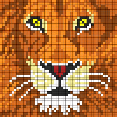 ces un lion vu de très prés avec les yeux jaune … Beaded Cross Stitch ...