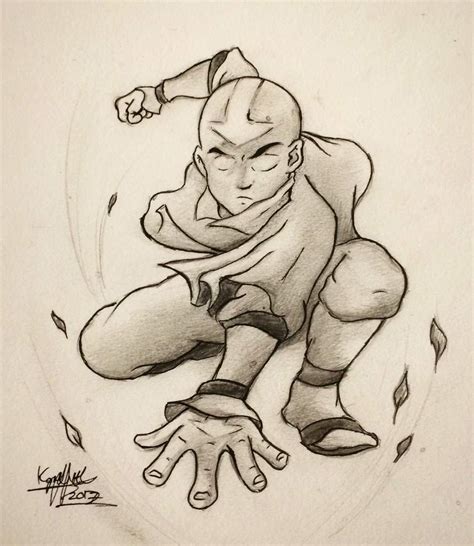 Aang Drawing, Pencil, Sketch, Colorful, Realistic Art Images | Drawing ...