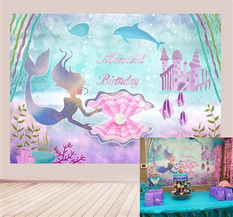 Buy BoTong 7x5ft Under The Sea Little Mermaid Birthday Party Backdrop ...