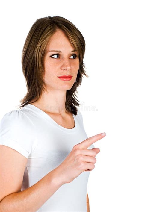 Woman pointing the finger stock image. Image of hand - 20777561