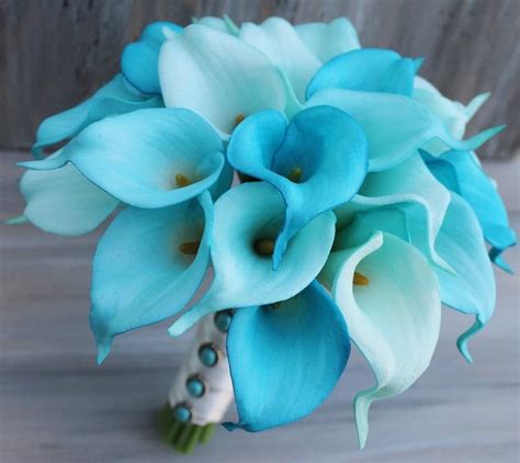 Wedding Bouquet Turquoise Calla Lilly Bouquet Bridal Bouquet Turquoise ...