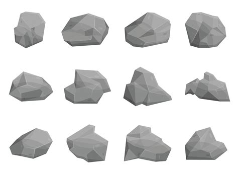 Set of rock stones and boulders in cartoon style 3354109 Vector Art at ...