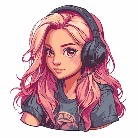 Premium Vector | Young Gamer Girl Avatar Streaming with Pink Hair and ...