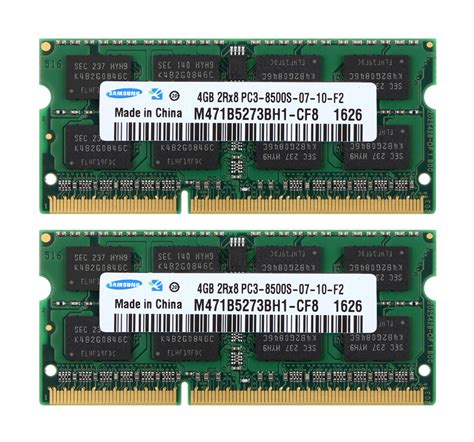 Samsung 8GB 2x 4GB 2RX8 DDR3 1066 MHz PC3-8500S SODIMM Laptop RAM ...