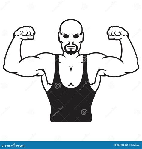 Bodybuilder Strong Man. Outline Silhouette. Design Element. Vector ...