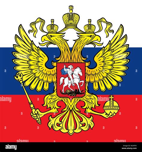 Russia coat of arms and flag, official symbols of the nation Stock ...