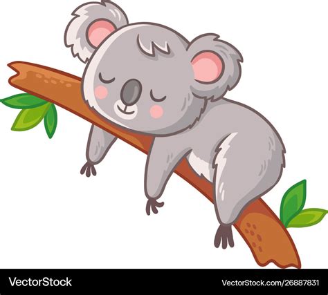 Cute koala is sleeping on a tree Royalty Free Vector Image