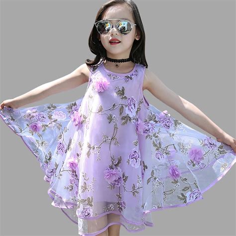 Summer Girls Dress Sleeveless Flower Kids Dresses Teenage Girls ...