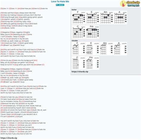 Chord: Love To Hate Me - tab, song lyric, sheet, guitar, ukulele ...