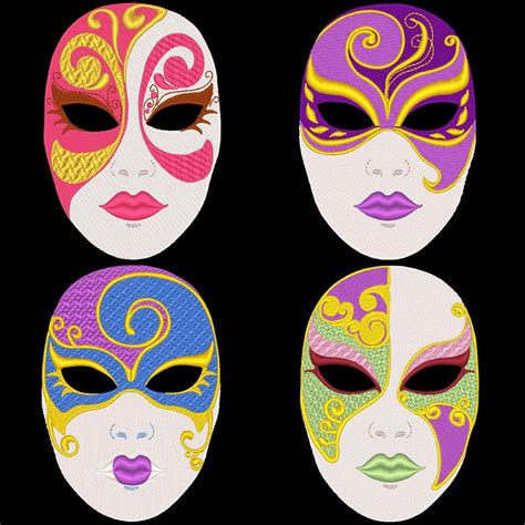 FANTASY CARNIVAL MASKS 4inch 12 Machine Embroidery Designs Instant ...