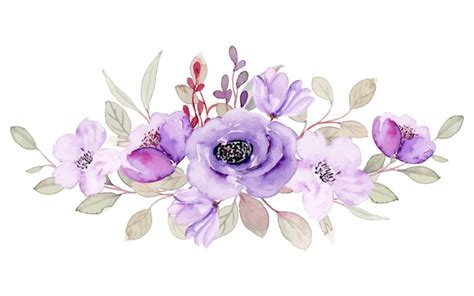 Free Vector | Purple flower arrangement with watercolor