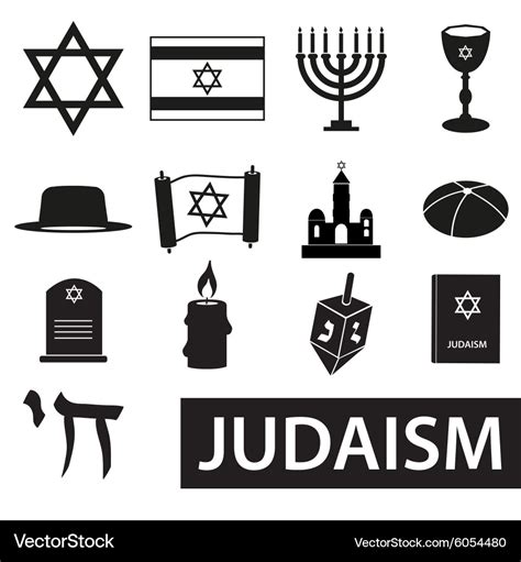 Judaism religion symbols set of icons eps10 Vector Image