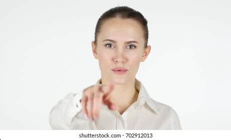 Woman Pointing Camera White Background Stock Photo 702912013 | Shutterstock