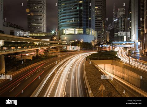 Hong Kong Central at night Stock Photo - Alamy