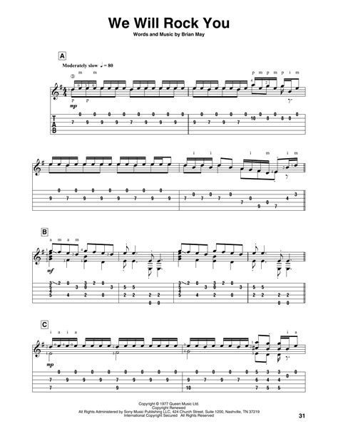 We Will Rock You by Queen - Solo Guitar - Guitar Instructor