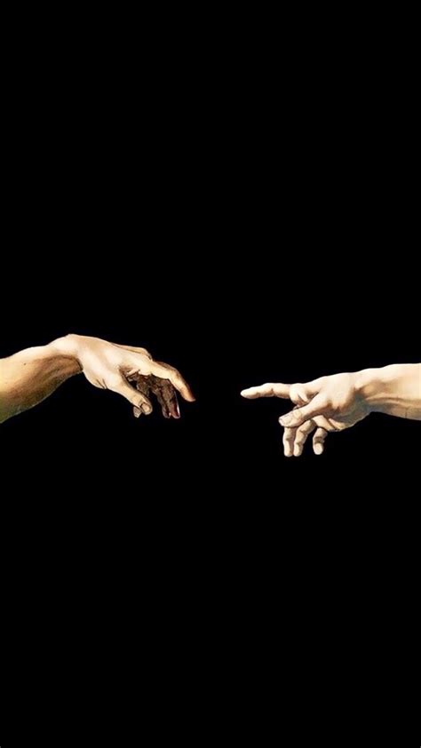 Michelangelo painting of two finger touching or know as the creation of ...