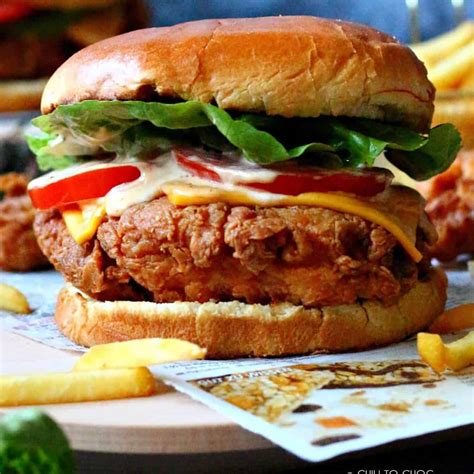 KFC-Style Crispy Chicken Burger (Zinger Burger) - Chili to Choc