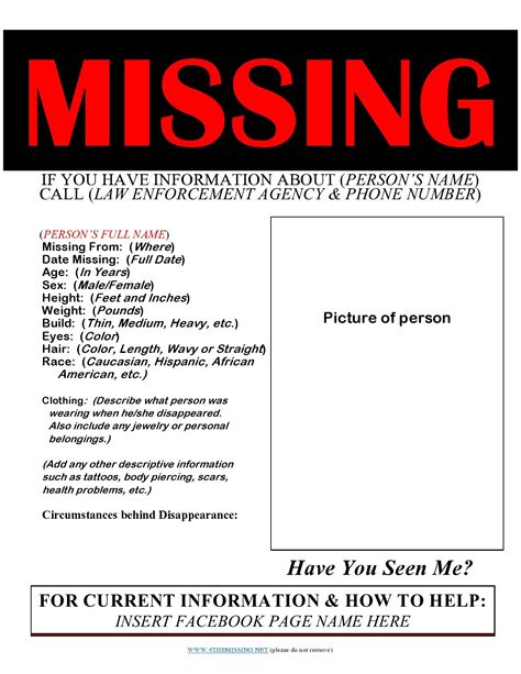 Missing Person Report Template