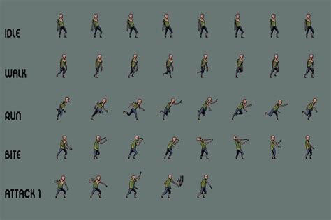 Free Zombie Sprite Sheet Pack Pixel Art - CraftPix.net