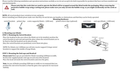 Installation Instructions for Wood Blinds