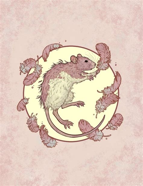 Rat With Feathers Whimsical Art Print - Etsy