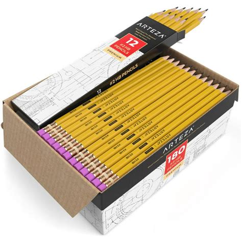 Arteza Box of #2 HB Pre-Sharpened Pencils, Number 2 Bulk Pencil Back to ...