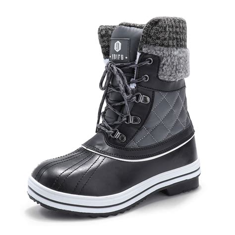 IDIFU Women's Warm Winter Snow Boots Waterproof Anti-Slip Mid-Calf Faux ...