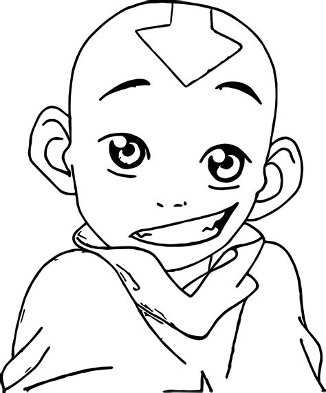 awesome Aang Avatar Smile Aang Coloring Page | Cartoon coloring pages ...